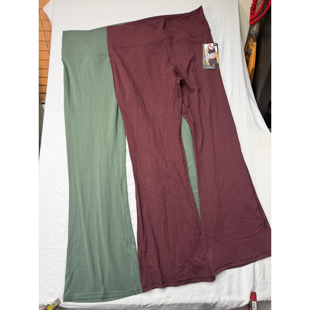 Avia Womens XXL Flare Yoga Pants Bundle Burgundy Sage Green High Waist Yoga Pant